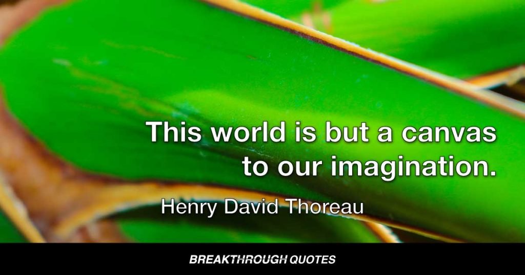 This world is but a canvas to our imagination. — Henry David Thoreau