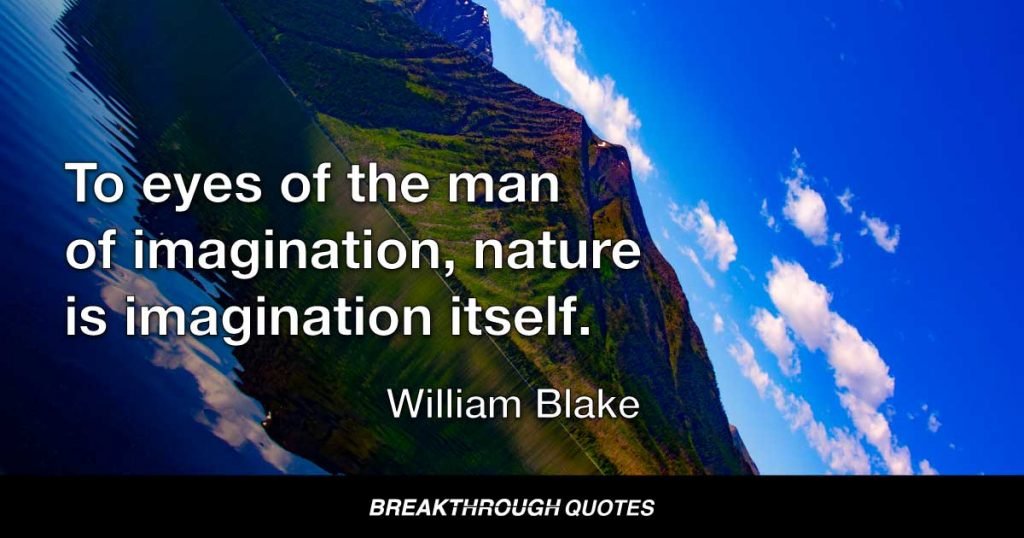 To eyes of the man of imagination, nature is imagination itself. — William Blake