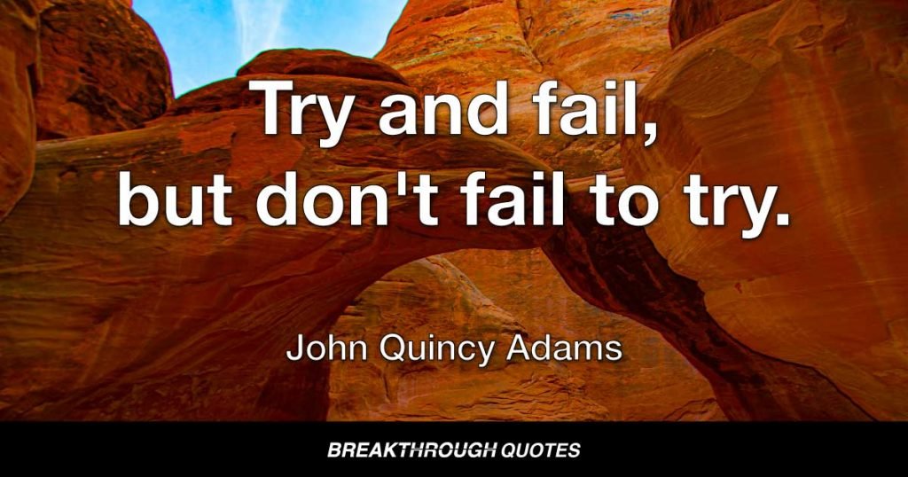 Try and fail, but don't fail to try. — John Quincy Adams