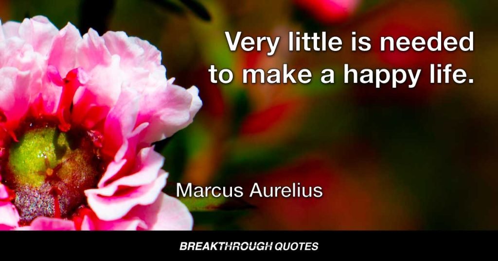 Very little is needed to make a happy life. — Marcus Aurelius