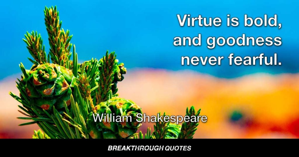 Virtue is bold, and goodness never fearful. — William Shakespeare
