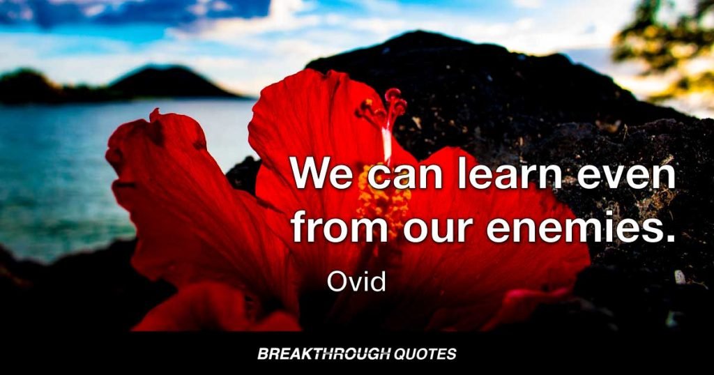 We can learn even from our enemies. — Ovid