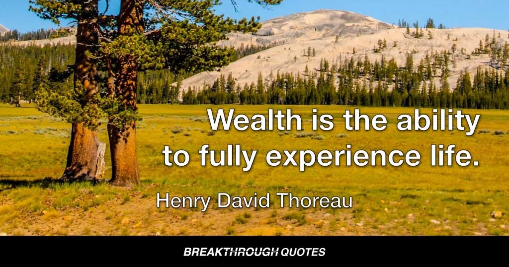 Wealth is the ability to fully experience life. — Henry David Thoreau