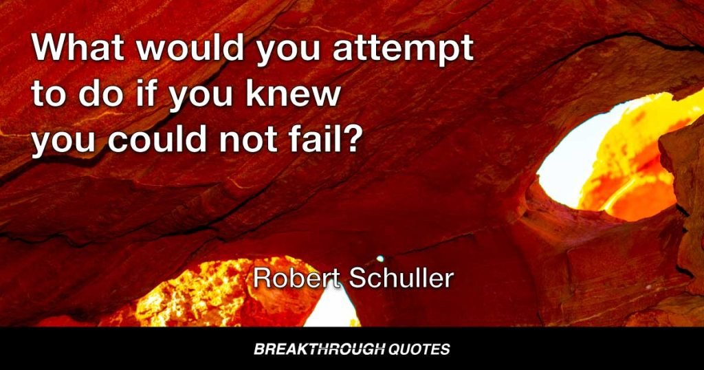 What would you attempt to do if you knew you could not fail? — Robert Schuller