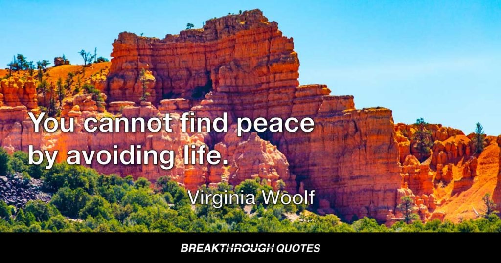 You cannot find peace by avoiding life. — Virginia Woolf