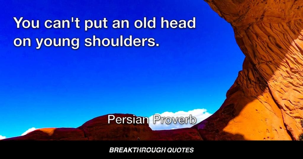 You can't put an old head on young shoulders. — Persian Proverb