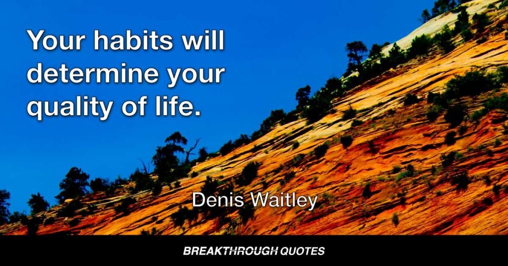 Your habits will determine your quality of life. — Denis Waitley