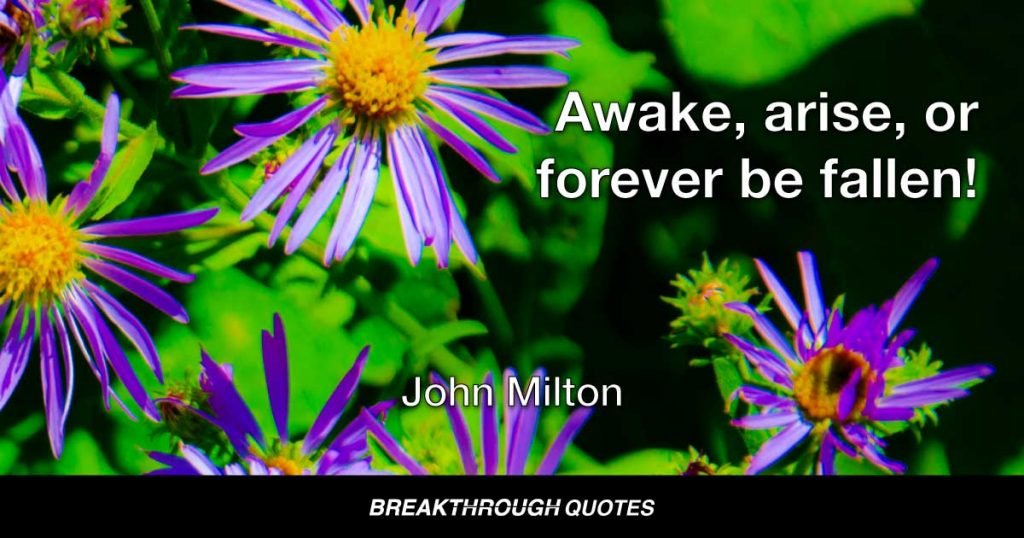 Awake, arise, or be forever fallen! — John Milton
