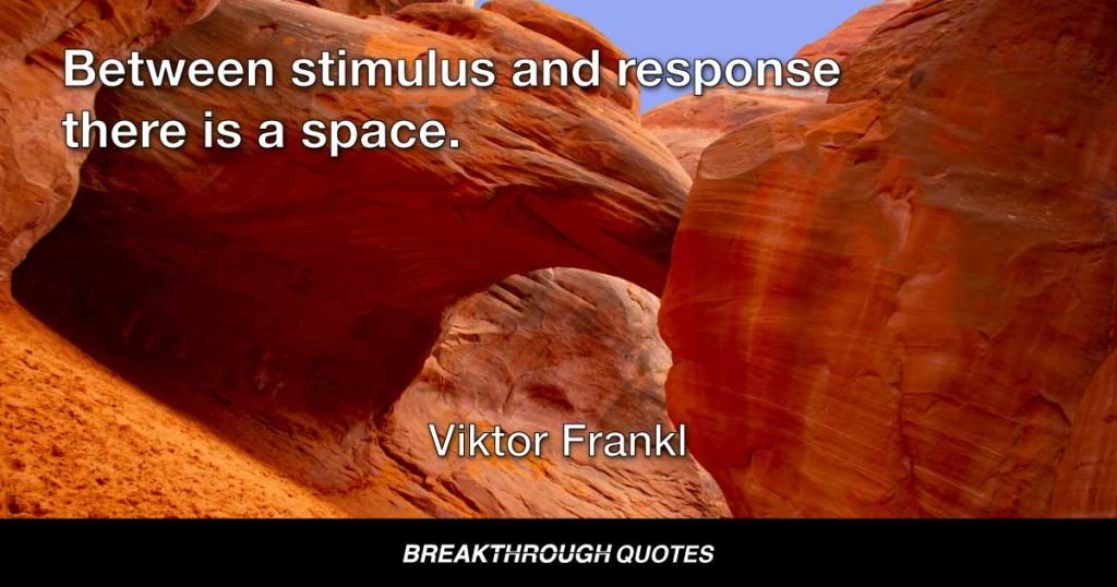 Between stimulus and response there is a space. In that space is our power to choose our response. In our response lies are growth in our freedom. — Viktor Frankl