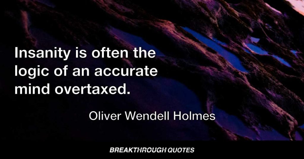 Insanity is often the logic of an accurate mind overtaxed. — Oliver Wendell Holmes