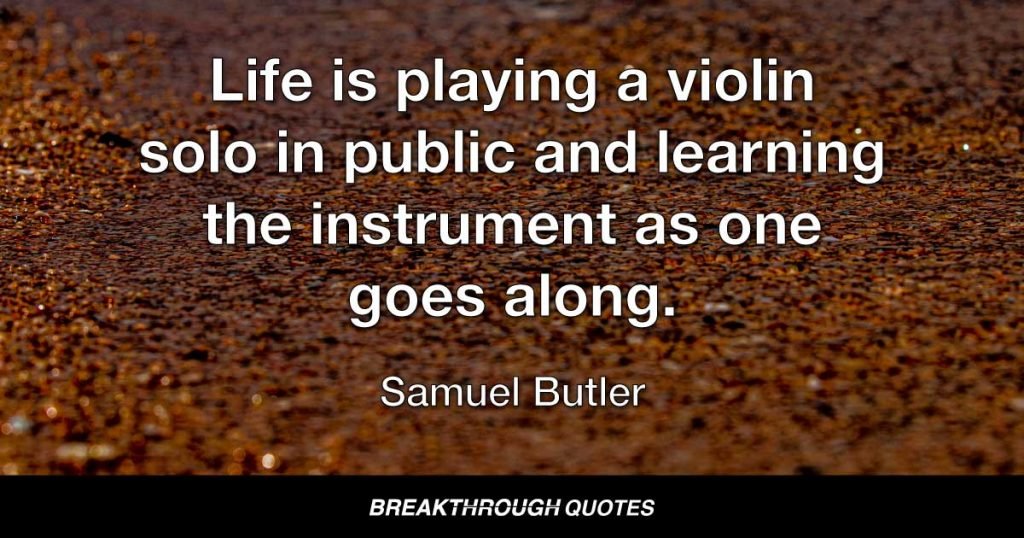 Life is playing a violin solo in public and learning the instrument as one goes along. — Samuel Butler