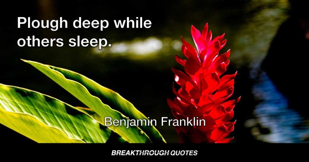 Plough deep while others sleep. — Benjamin Franklin