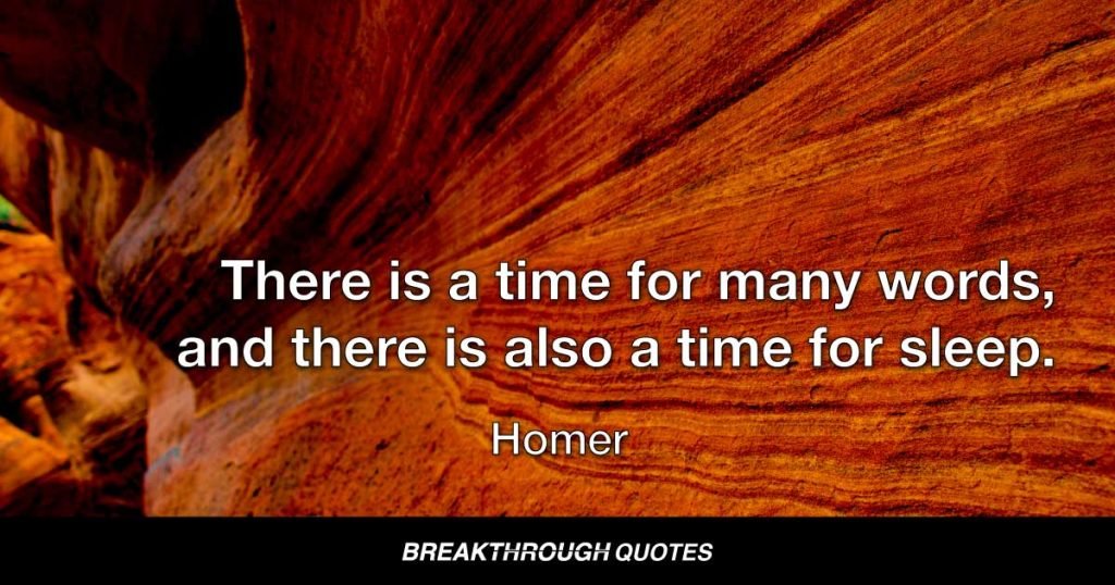 There is a time for many words, and there is also a time for sleep. — Homer