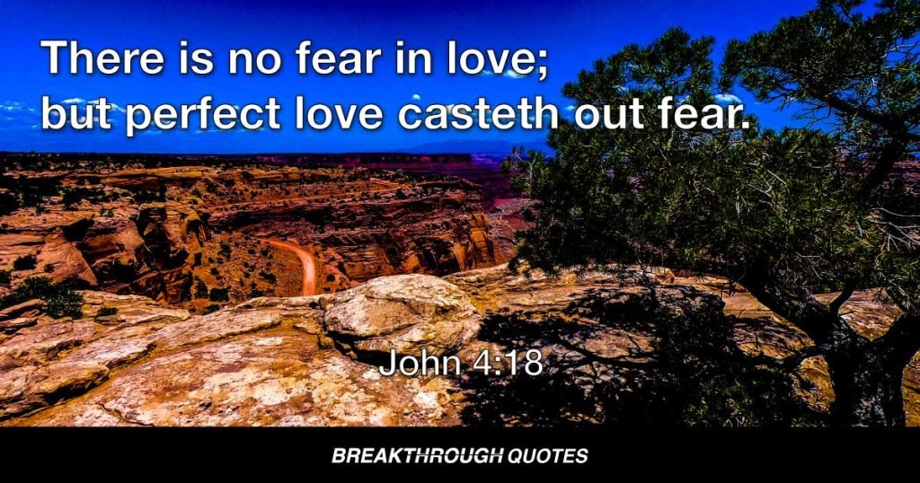 There is no fear in love; but perfect love casteth out fear. — John 4:18