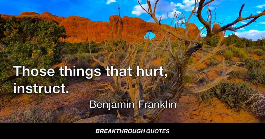 Those things that hurt, instruct. — Benjamin Franklin