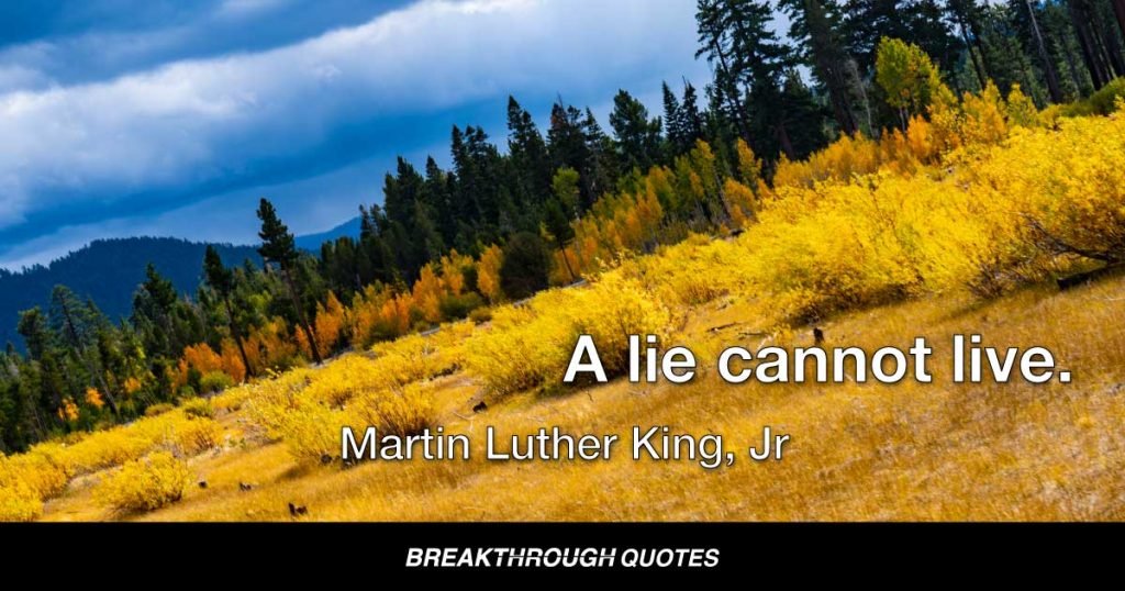 A lie cannot live. — Martin Luther King Jr.