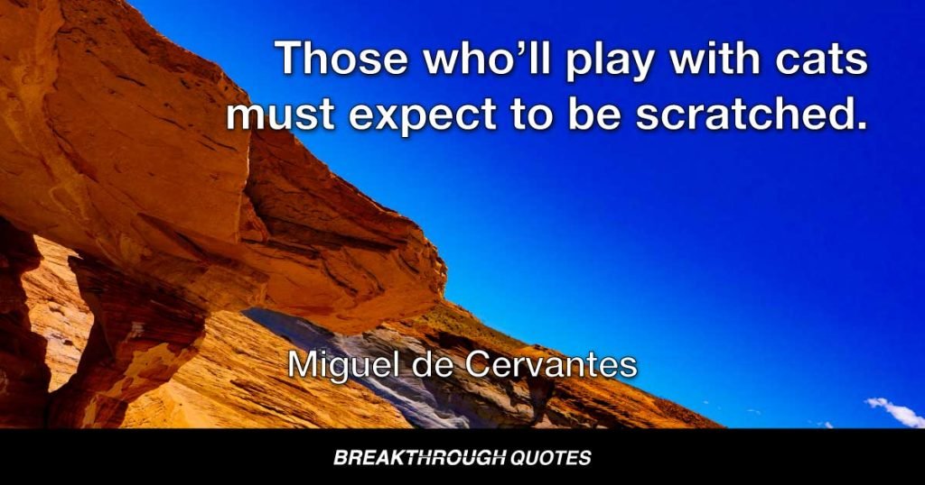 Those who’ll play with cats must expect to be scratched. — Miguel de Cervantes