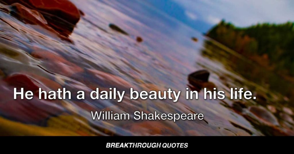 He hath a daily beauty in his life. — William Shakespeare