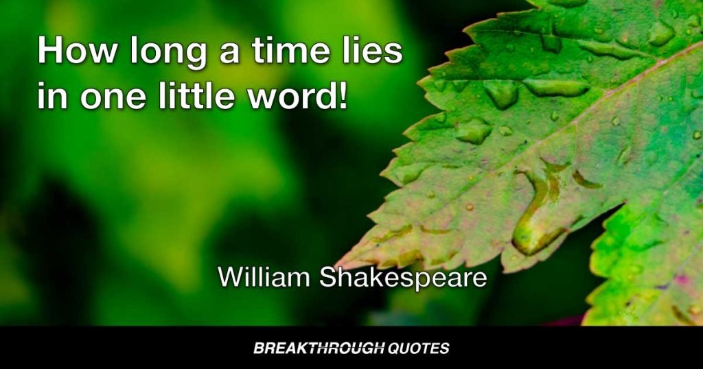 How long a time lies in one little word! — William Shakespeare
