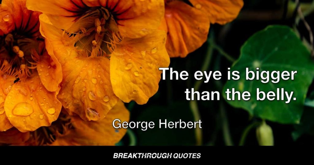 The eye is bigger than the belly. — George Herbert