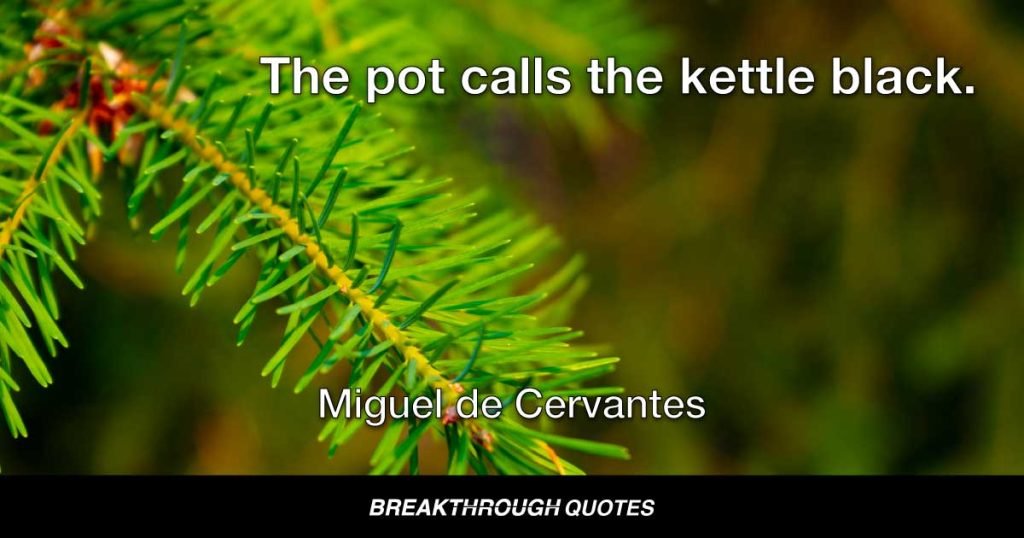 The pot calls the kettle black. — Miguel de Cervantes