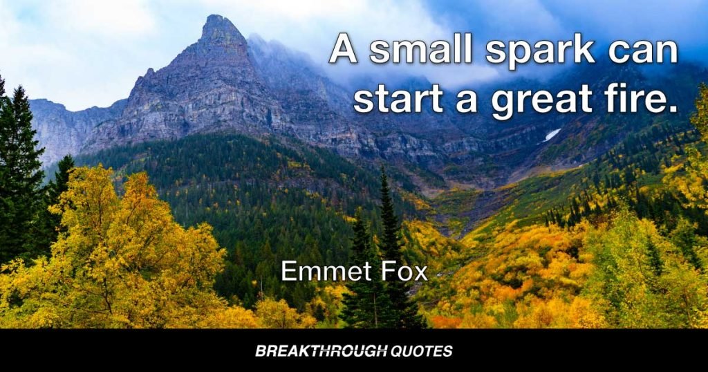 A small spark can start a great fire. — Emmet Fox