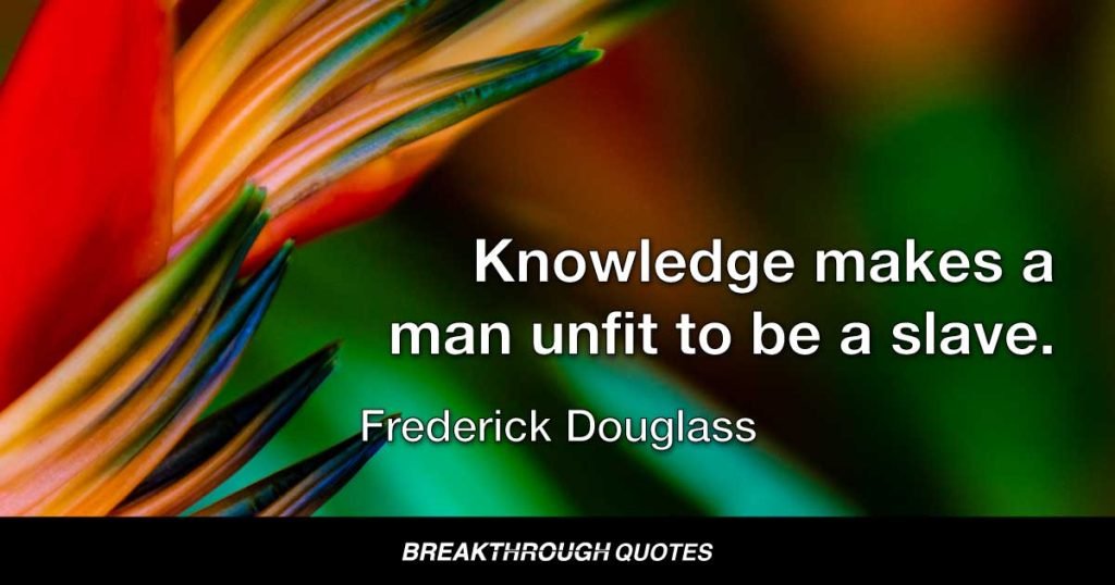 Knowledge makes a man unfit to be a slave. — Frederick Douglass