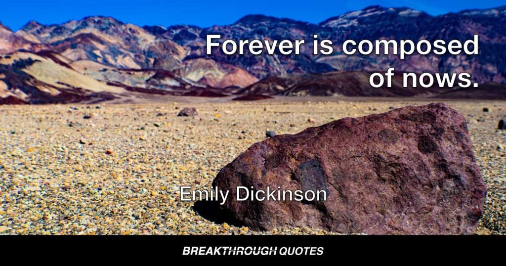 Forever is composed of nows. — Emily Dickinson
