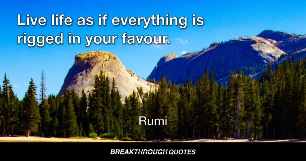 Live life as if everything is rigged in your favour. — Rumi