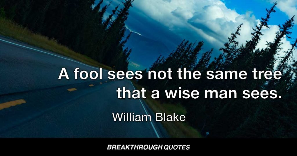 A fool sees not the same tree that a wise man sees. — William Blake
