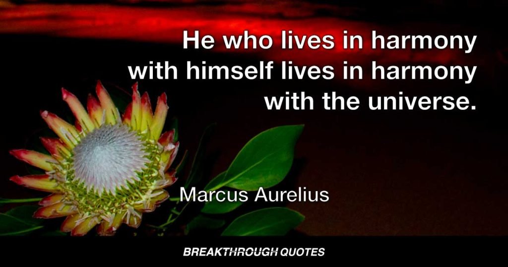 He who lives in harmony with himself lives in harmony with the universe. — Marcus Aurelius